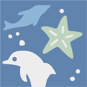 Decorative cement tile Acuario II with marine motifs, stars and radial forms