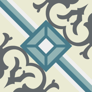 Decorative cement tile Artic with diamonds and rhombi, bands and lines, diagonals and zigzags