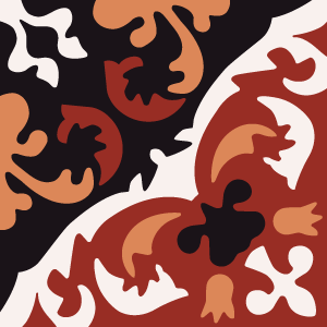 Decorative cement tile Borgia with flowers and petals, leaves and foliage, circles and medallions