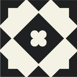 Decorative cement tile Caro I with flowers and petals, diamonds and rhombi