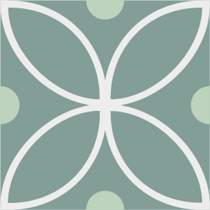 Decorative cement tile Cauce with flowers and petals, leaves and foliage, circles and medallions
