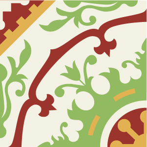 Decorative cement tile Circus with circles and medallions, arches and curves