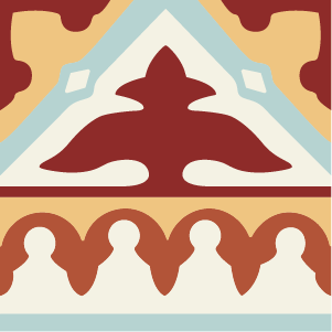 Decorative border tile Cordoba Cenefa with flowers and petals, triangles, classical ornament