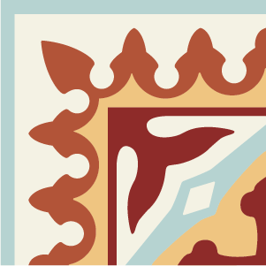Outer corner tile Cordoba Esquina Exterior with flowers and petals, bands and lines