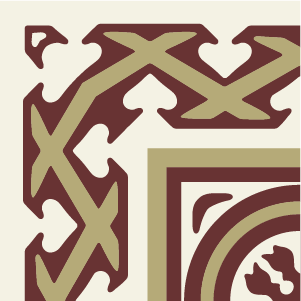 Outer corner tile Cronos Esquina Exterior with circles and medallions