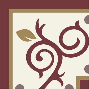 Border corner tile Delfos Esquina with leaves and foliage, bands and lines, arches and curves