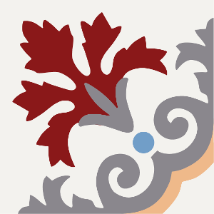 Decorative cement tile Floresta with leaves and foliage, arches and curves
