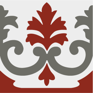 Decorative border tile Forrest Cenefa with leaves and foliage, bands and lines, arches and curves