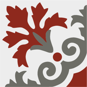 Border corner tile Forrest Esquina with leaves and foliage, arches and curves