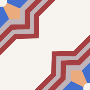 Decorative cement tile Galaxi 1 with stars and radial forms, bands and lines, key patterns and paths