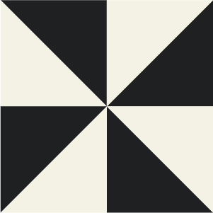 Decorative cement tile Haken with stars and radial forms, triangles, squares and checkerboards