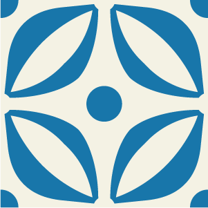 Decorative cement tile Iglesias with flowers and petals, leaves and foliage, circles and medallions