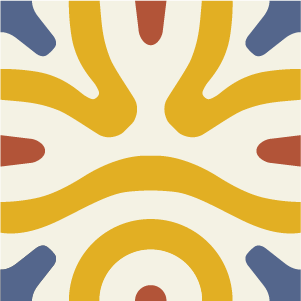 Decorative cement tile Jaramillo 15 X 15 with circles and medallions, arches and curves
