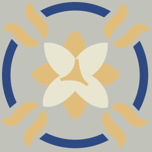 Decorative cement tile Loto with flowers and petals, circles and medallions, arches and curves