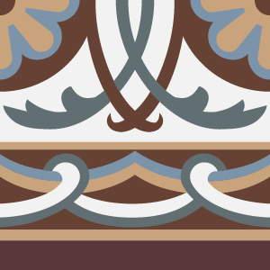 Decorative border tile Monaco Cenefa with leaves and foliage, bands and lines, arches and curves