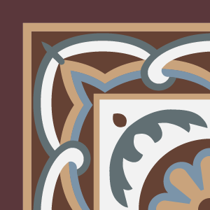 Outer corner tile Monaco Esquina Exterior with leaves and foliage, arches and curves, key patterns and paths