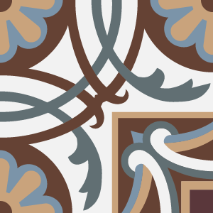 Border corner tile Monaco Esquina with leaves and foliage, bands and lines, arches and curves