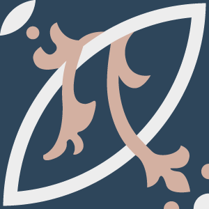 Decorative cement tile Mozione with leaves and foliage, arches and curves, knots and interlacing