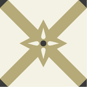 Decorative cement tile Orion with stars and radial forms, crosses and saltire forms