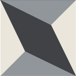 Decorative cement tile Pictor with diamonds and rhombi, volume and 3D effect, minimalist geometry