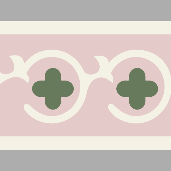 Decorative border tile Praga Cenefa with circles and medallions, bands and lines