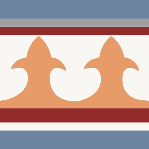 Decorative border tile Royal Cenefa with flowers and petals, bands and lines, classical ornament