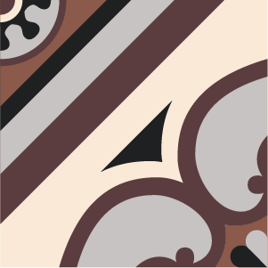 Decorative cement tile Sintra with circles and medallions, bands and lines, diagonals and zigzags