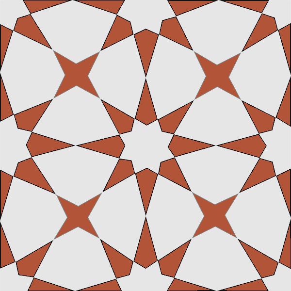 Decorative cement tile Spica with stars and radial forms, triangles