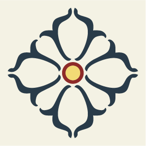 Decorative cement tile Terciopelo with flowers and petals, circles and medallions, arches and curves