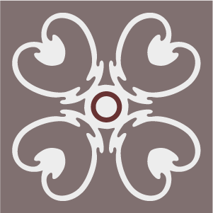 Decorative cement tile Turin with flowers and petals, circles and medallions, arches and curves