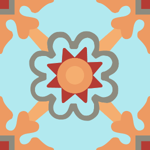 Decorative cement tile Valladolid with flowers and petals, leaves and foliage