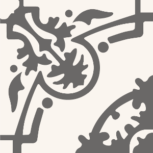 Decorative cement tile Versalles with leaves and foliage, bands and lines, diagonals and zigzags