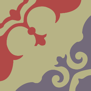 Decorative cement tile Versus with flowers and petals, arches and curves