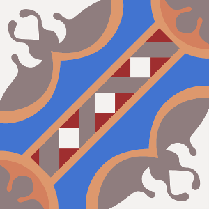 Decorative cement tile Vienna with circles and medallions, squares and checkerboards, bands and lines