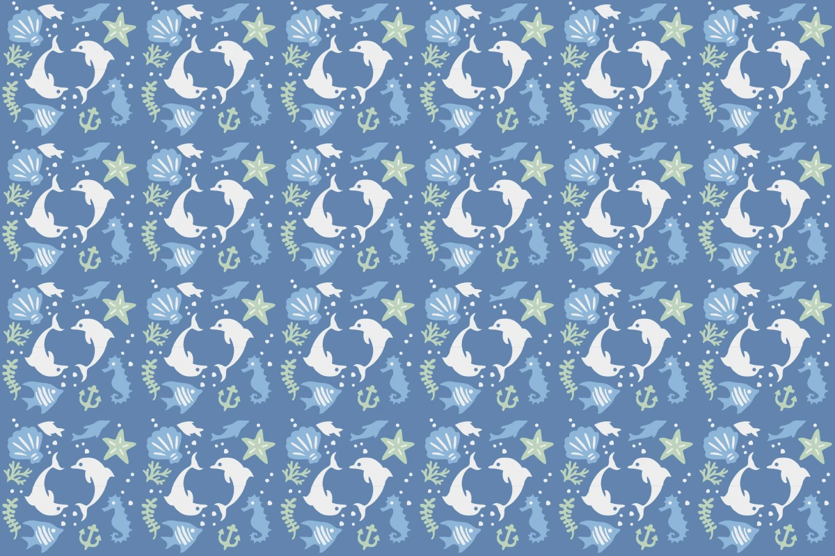 Complete repeated pattern for Acuario I handcrafted cement tile
