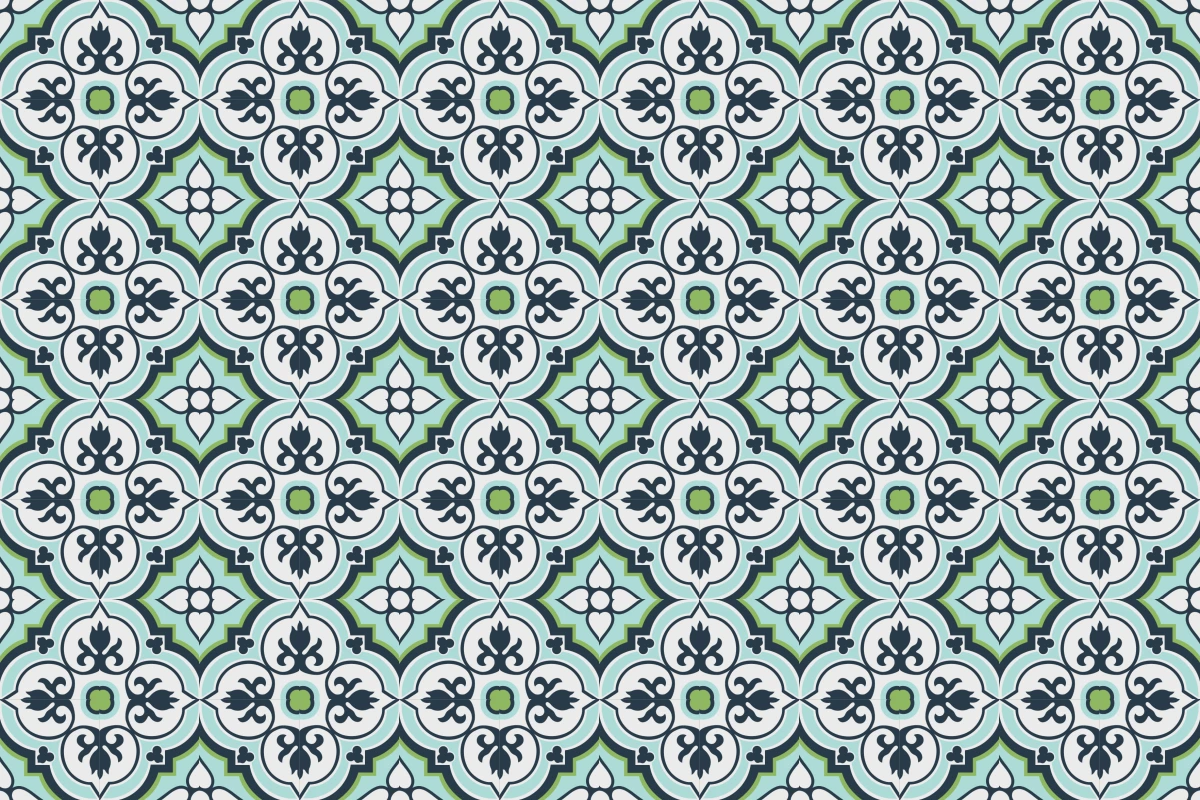 Complete repeated pattern for Blossom handcrafted cement tile