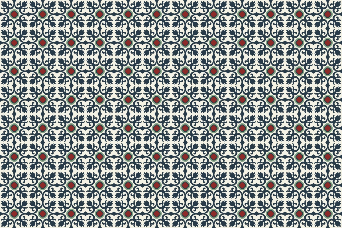 Complete repeated pattern for Capullos 15 X 15 handcrafted cement tile