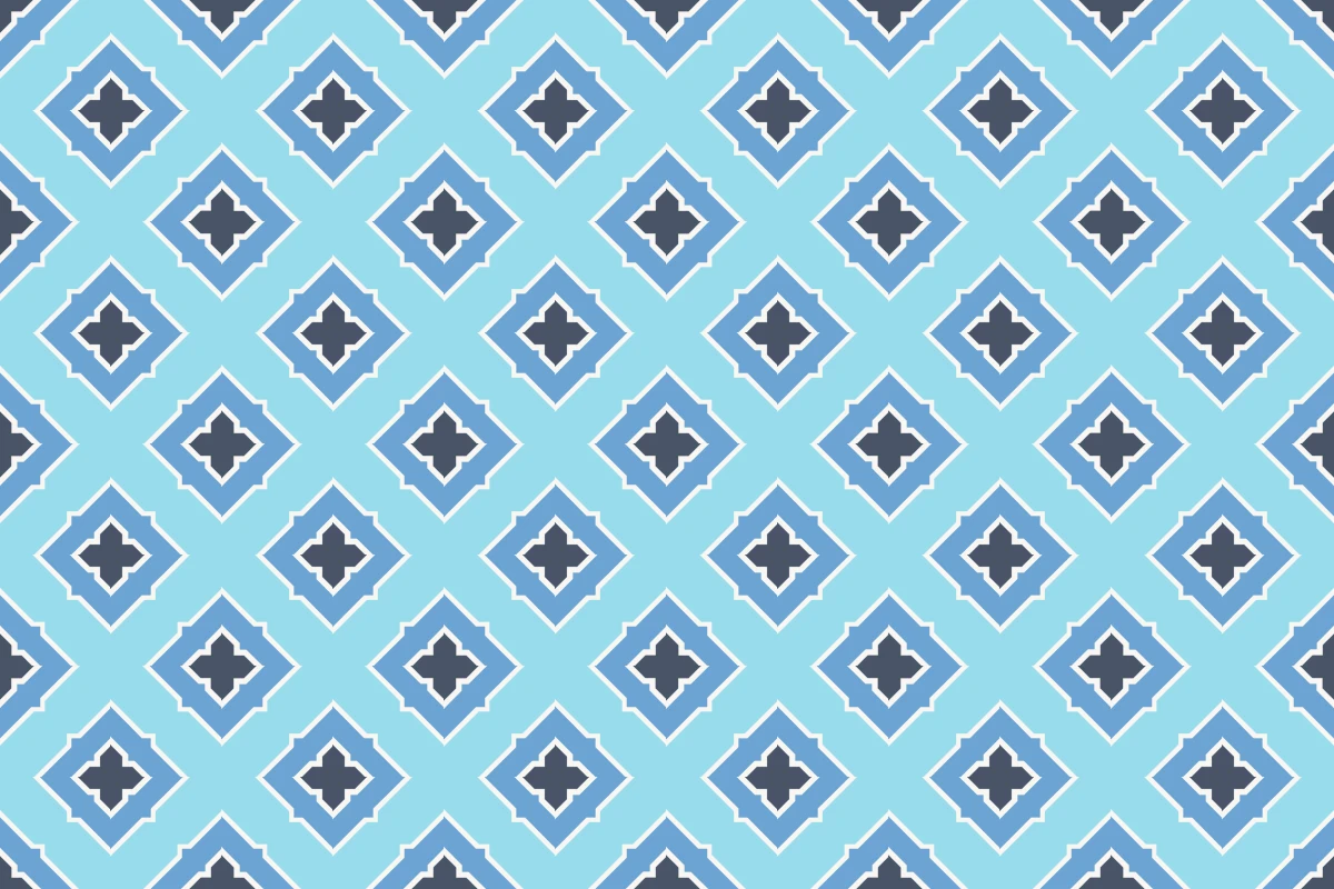 Complete repeated pattern for Centrali Azul handcrafted cement tile
