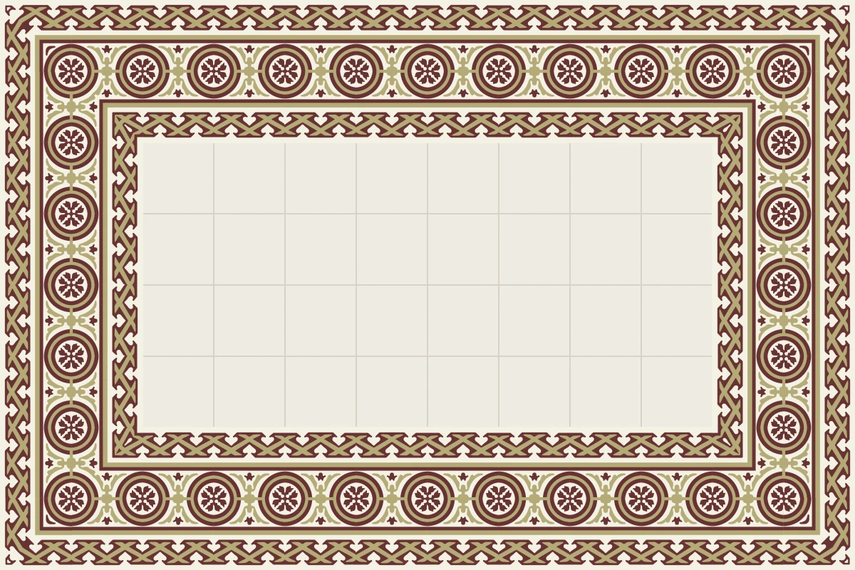 Complete repeated pattern for Cronos Cenefa handcrafted cement tile