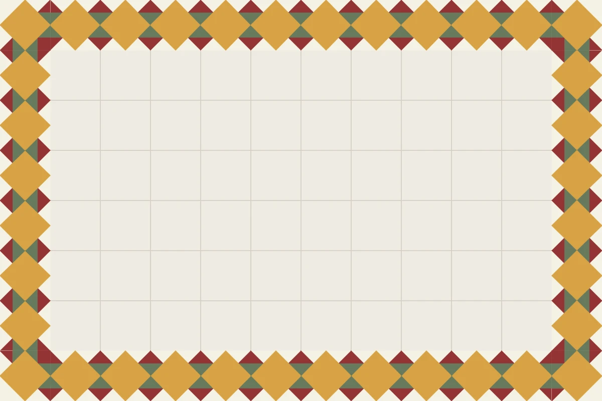 Patrón completo repetido del mosaico artesanal Dzununcan II Cenefa 10X30