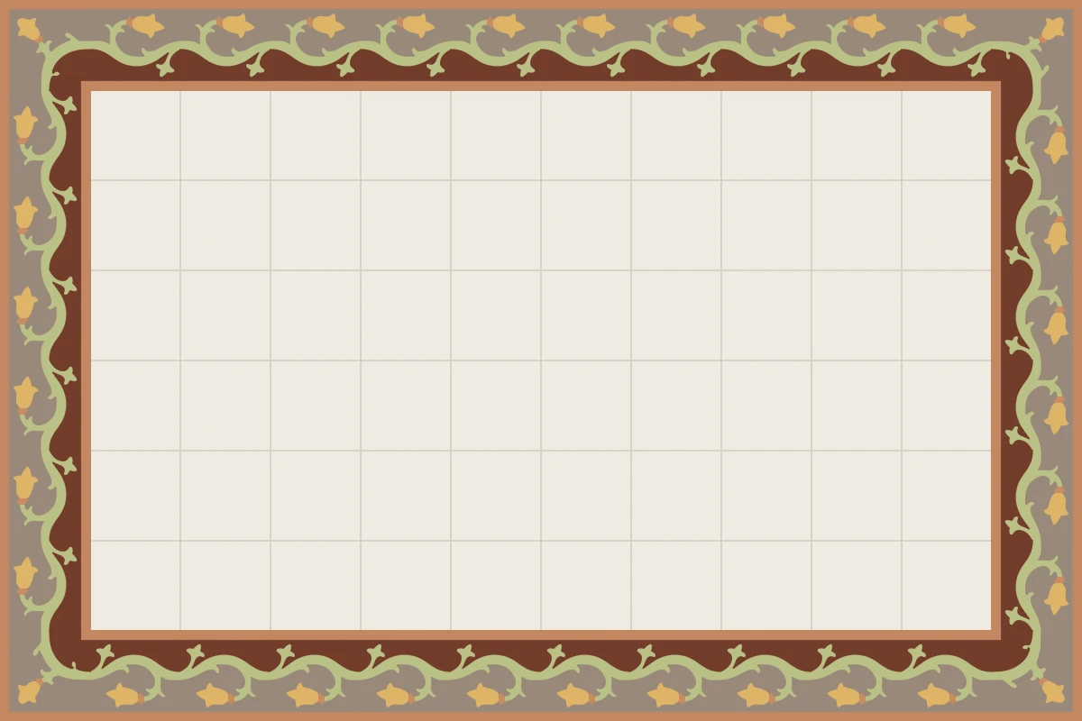 Complete repeated pattern for Enredadera Esquina handcrafted cement tile