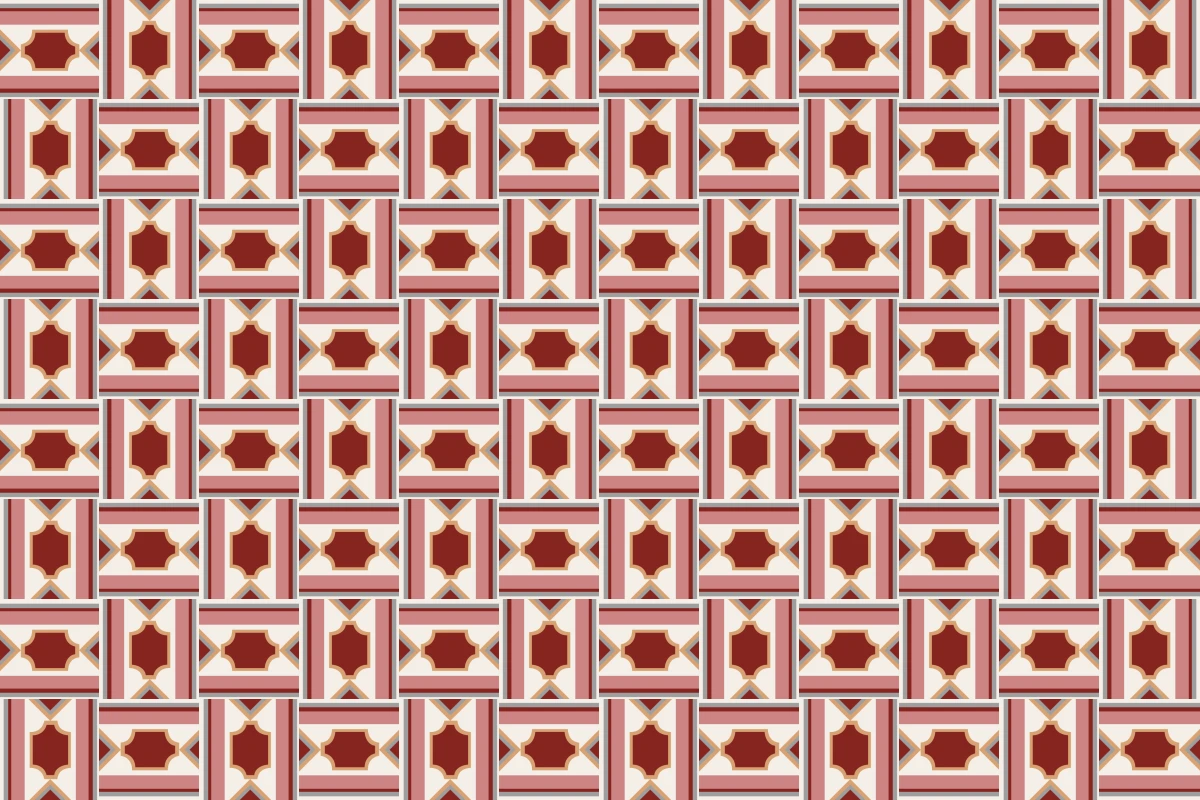 Complete repeated pattern for Estambul Cenefa handcrafted cement tile