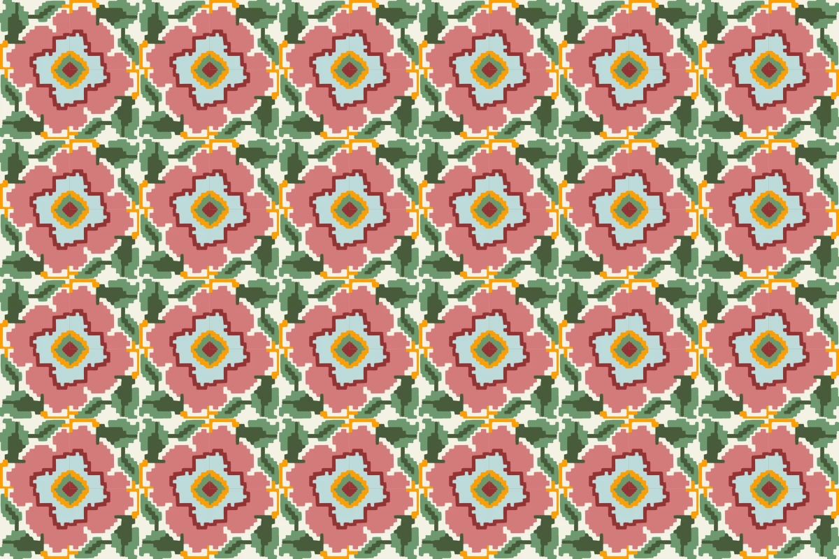 Complete repeated pattern for Flor Kobab handcrafted cement tile
