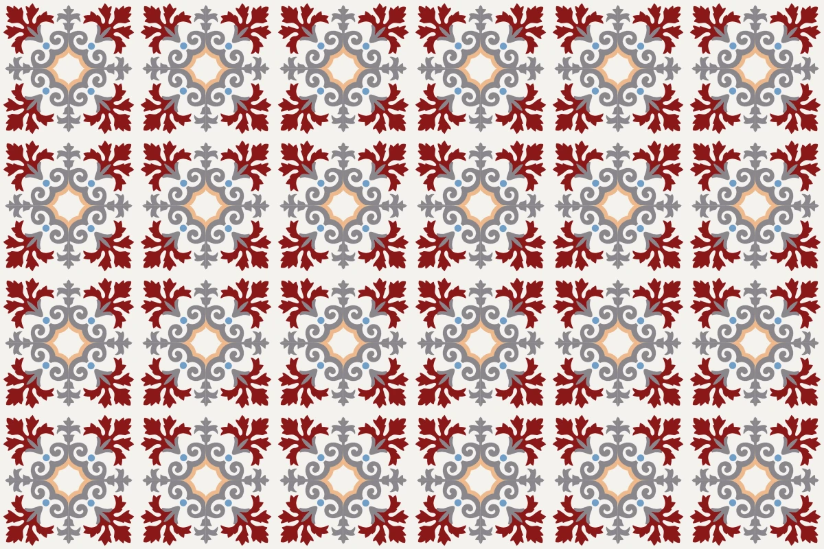 Complete repeated pattern for Floresta handcrafted cement tile
