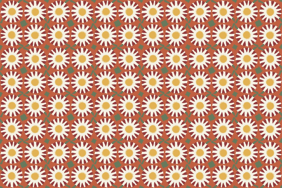 Patrón completo repetido del mosaico artesanal Girasol