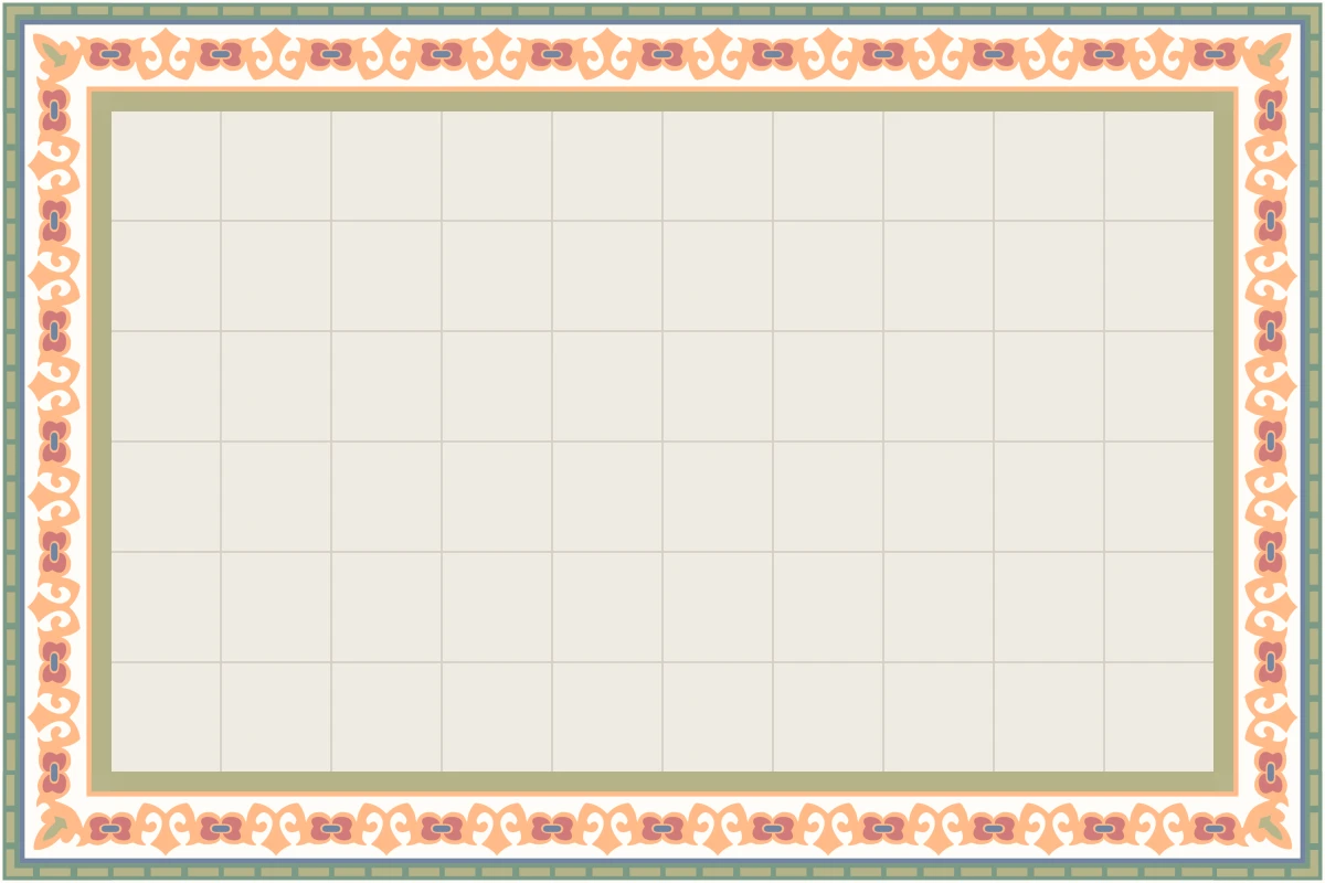 Complete repeated pattern for Imperial II Cenefa handcrafted cement tile