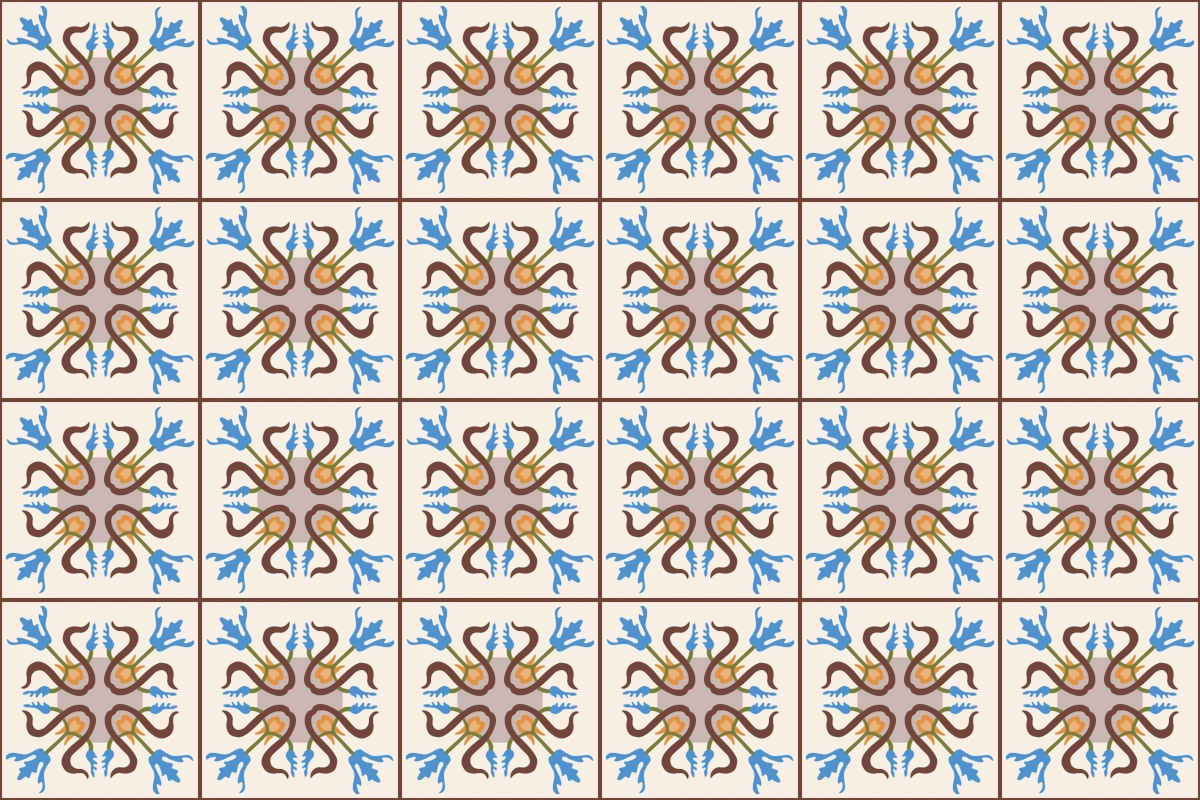 Patrón completo repetido del mosaico artesanal Iris