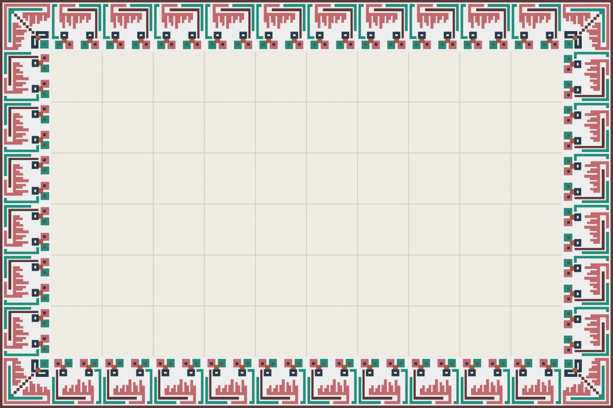 Patrón completo repetido del mosaico artesanal Ixchel Cenefa