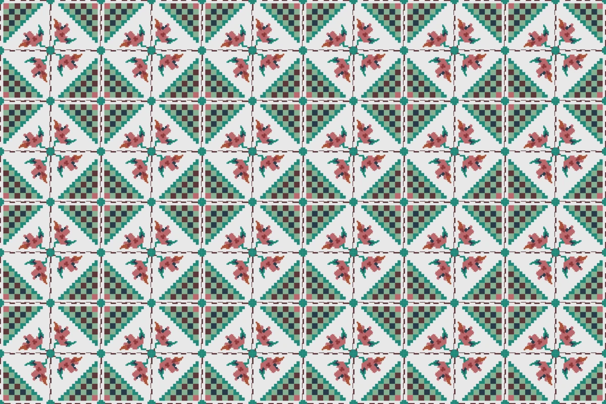 Patrón completo repetido del mosaico artesanal Ixchel