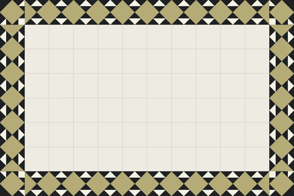Complete repeated pattern for Marni Cenefa 10X20 handcrafted cement tile